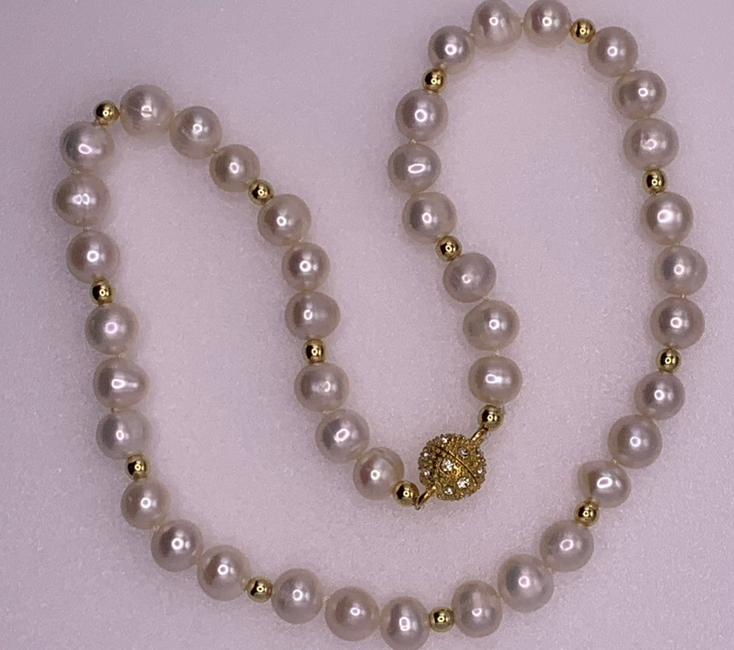 Gold and White Pearl Necklace