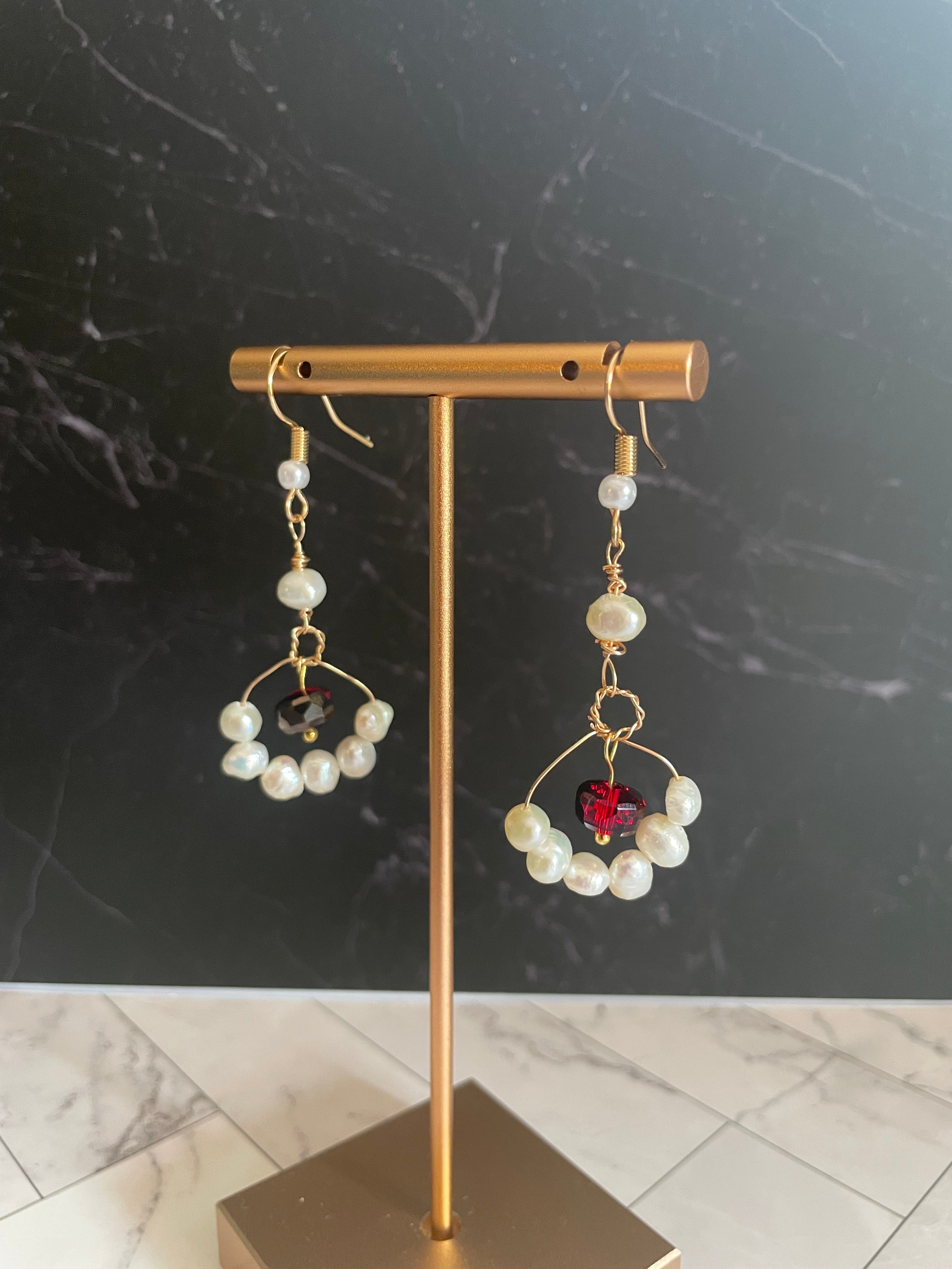 Pearl Fan Drop Earrings