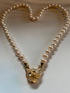 white freshwater pearls AAA grade high luster golden flower clasp