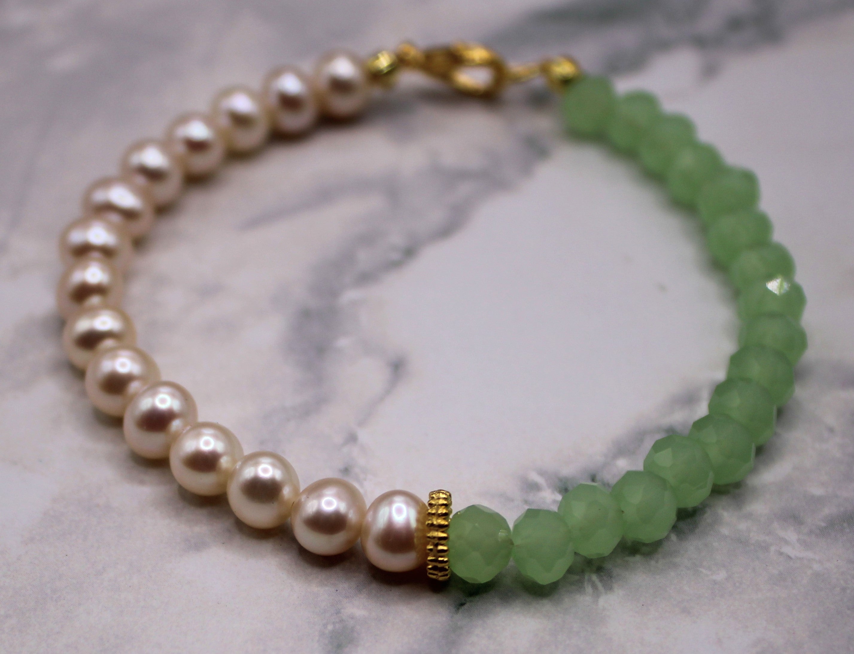 Porcelain Jade and Pearl Bracelet