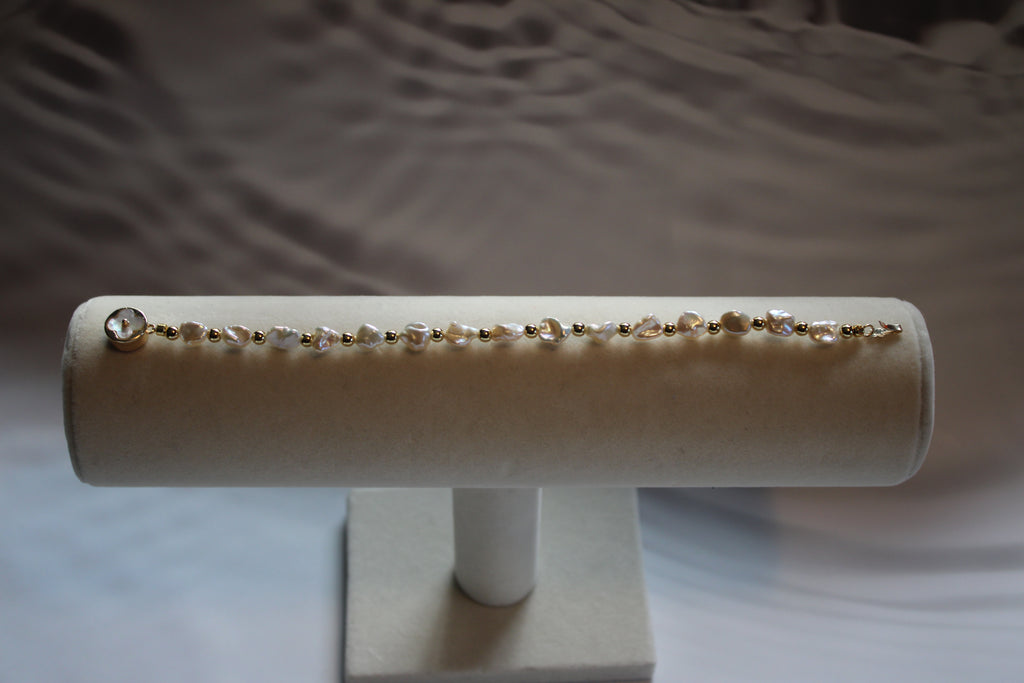 White Keshi Pearl Bracelet