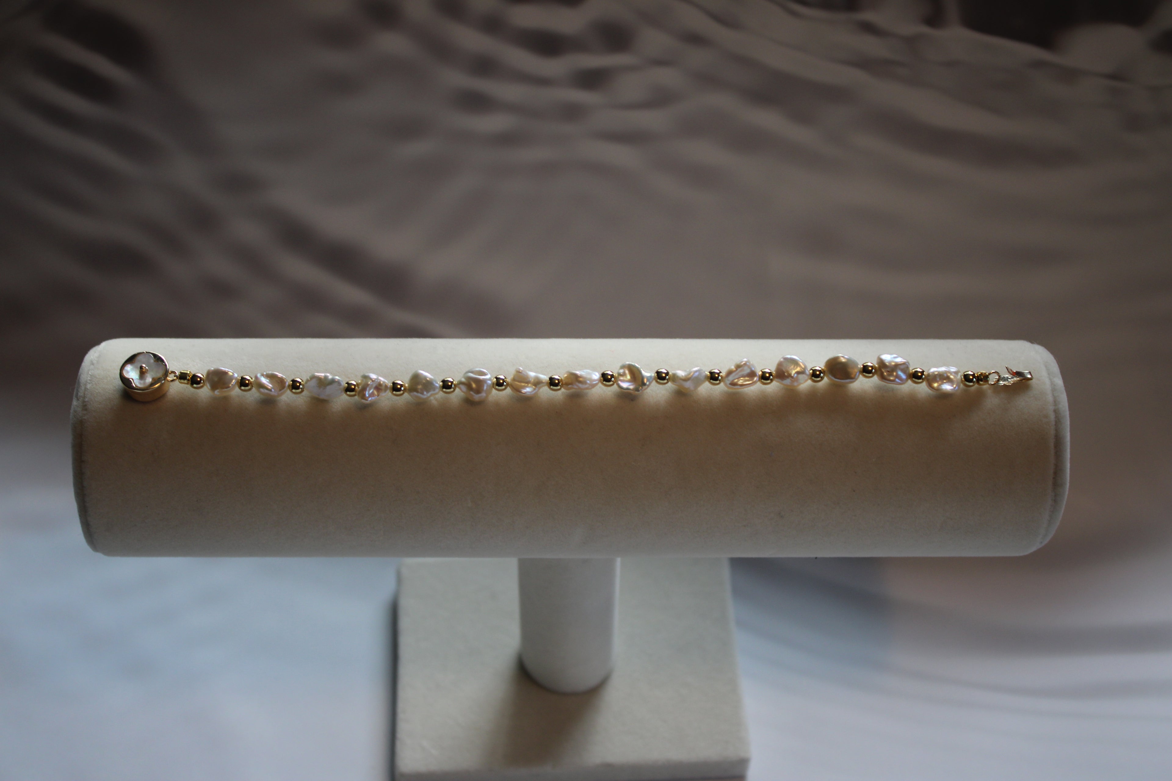 White Keshi Pearl Bracelet