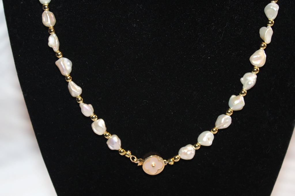 White Keshi Pearl Necklace