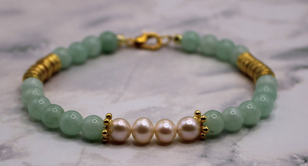 Burmese Jade and Pearl Bracelet