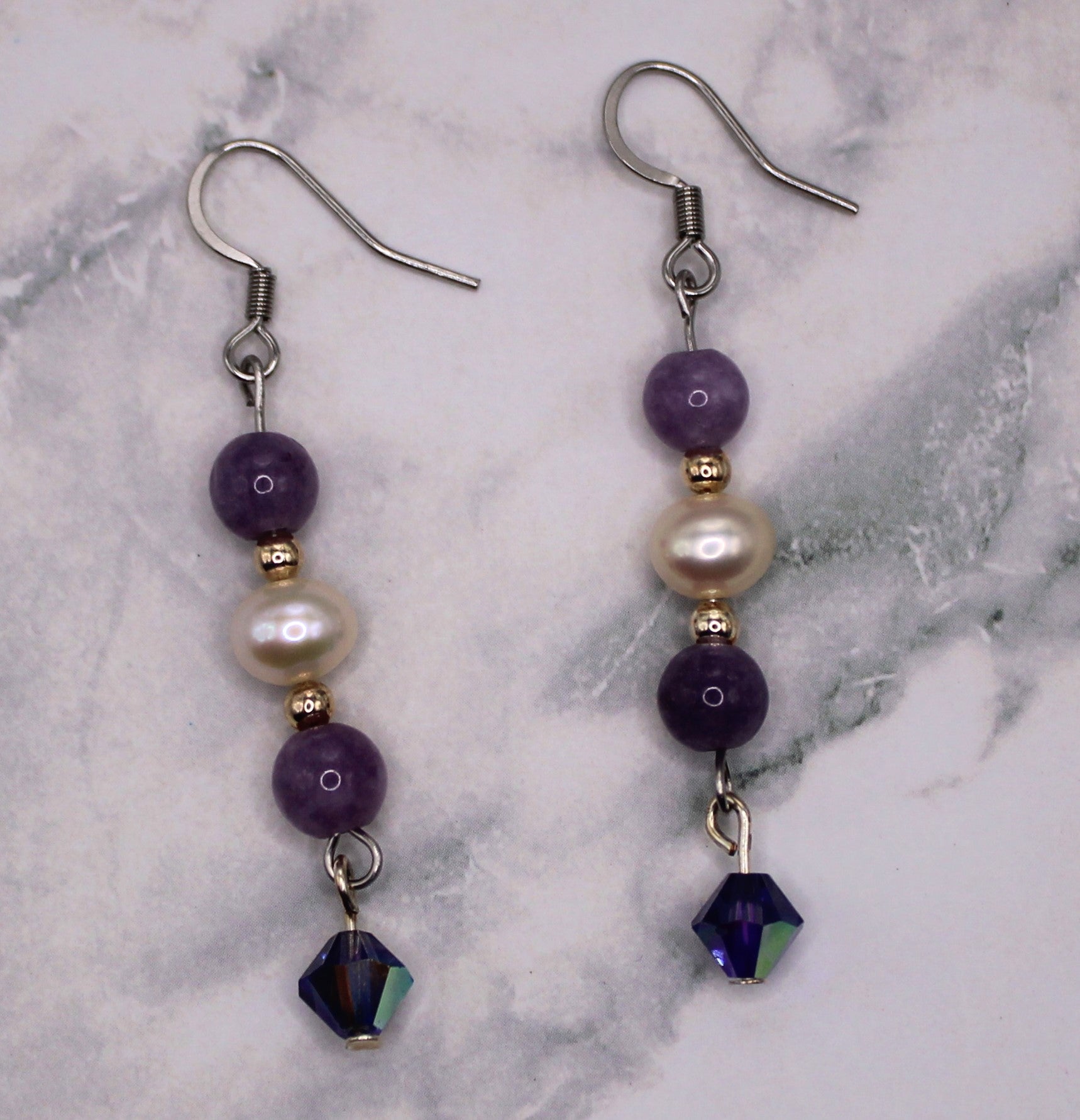 Lepidolite and Pearl Earrings