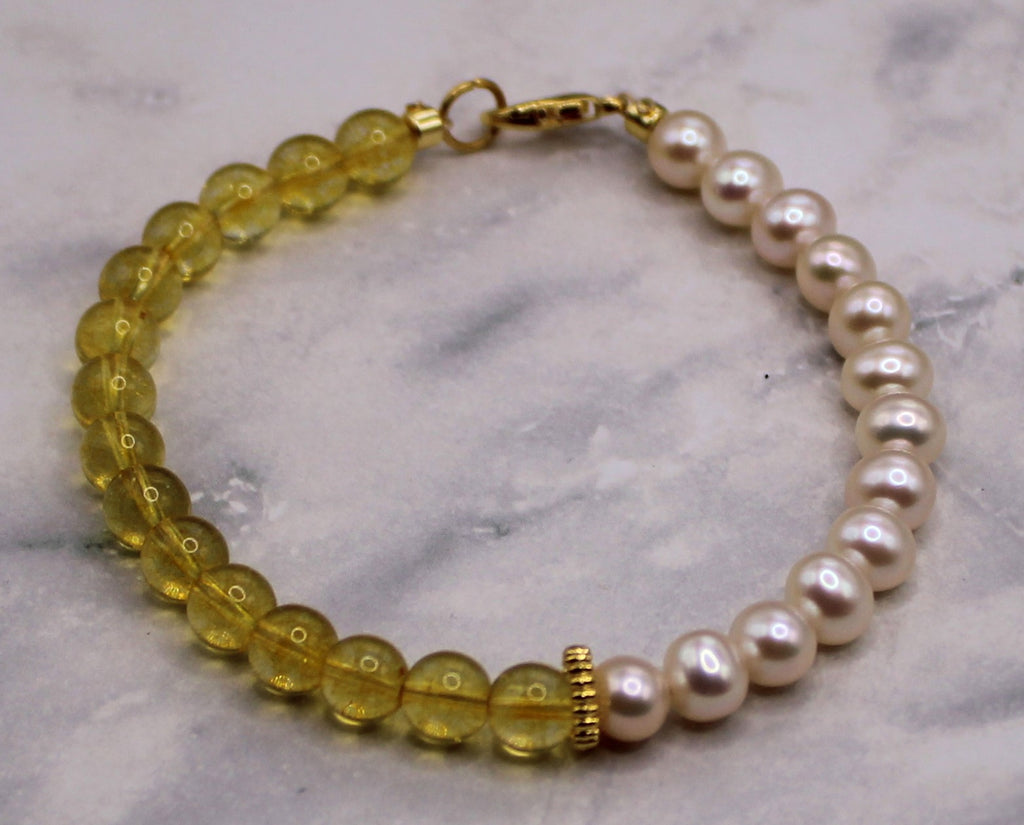 Freshwater Pearl and Citrine Bracelet