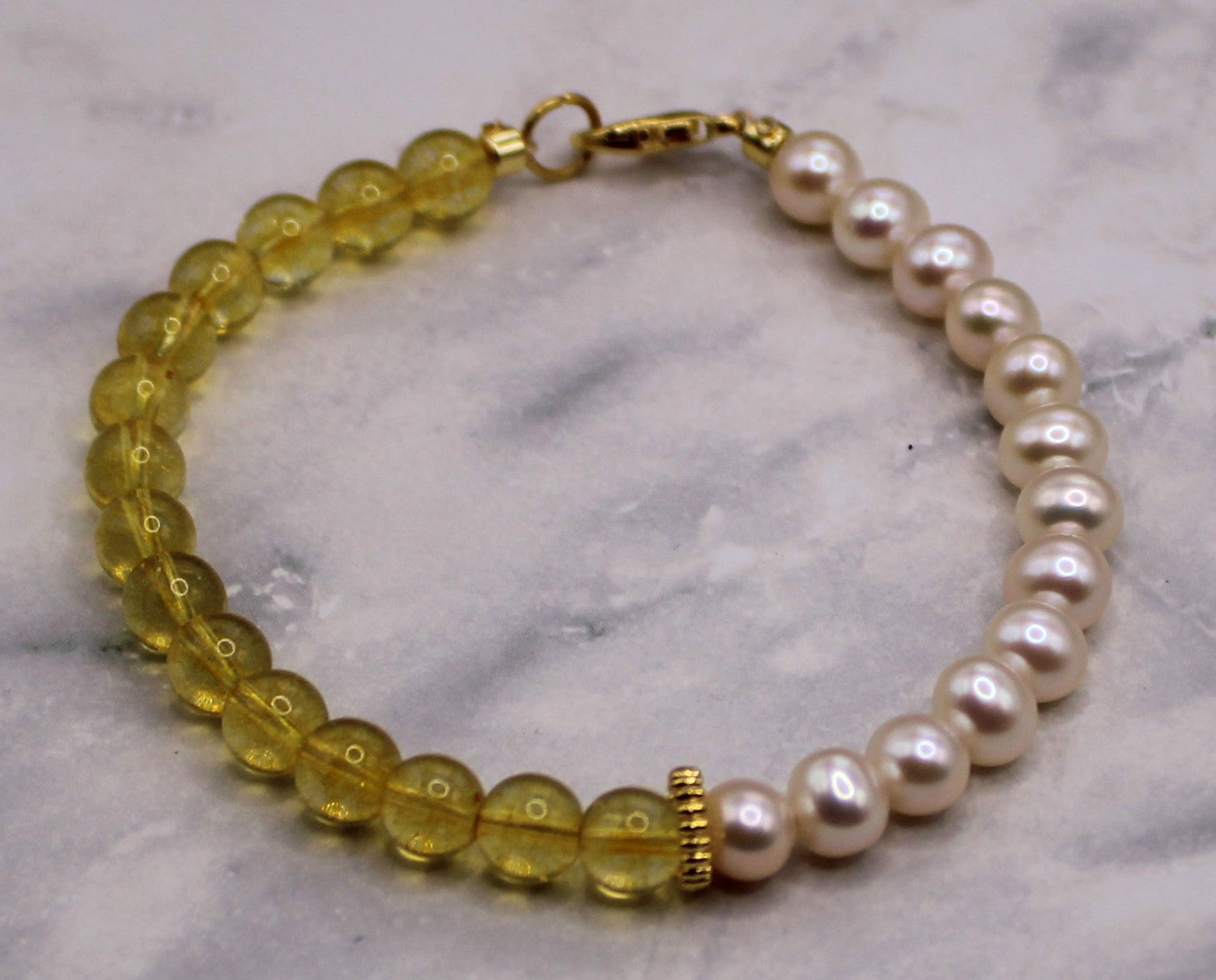 Freshwater Pearl and Citrine Bracelet