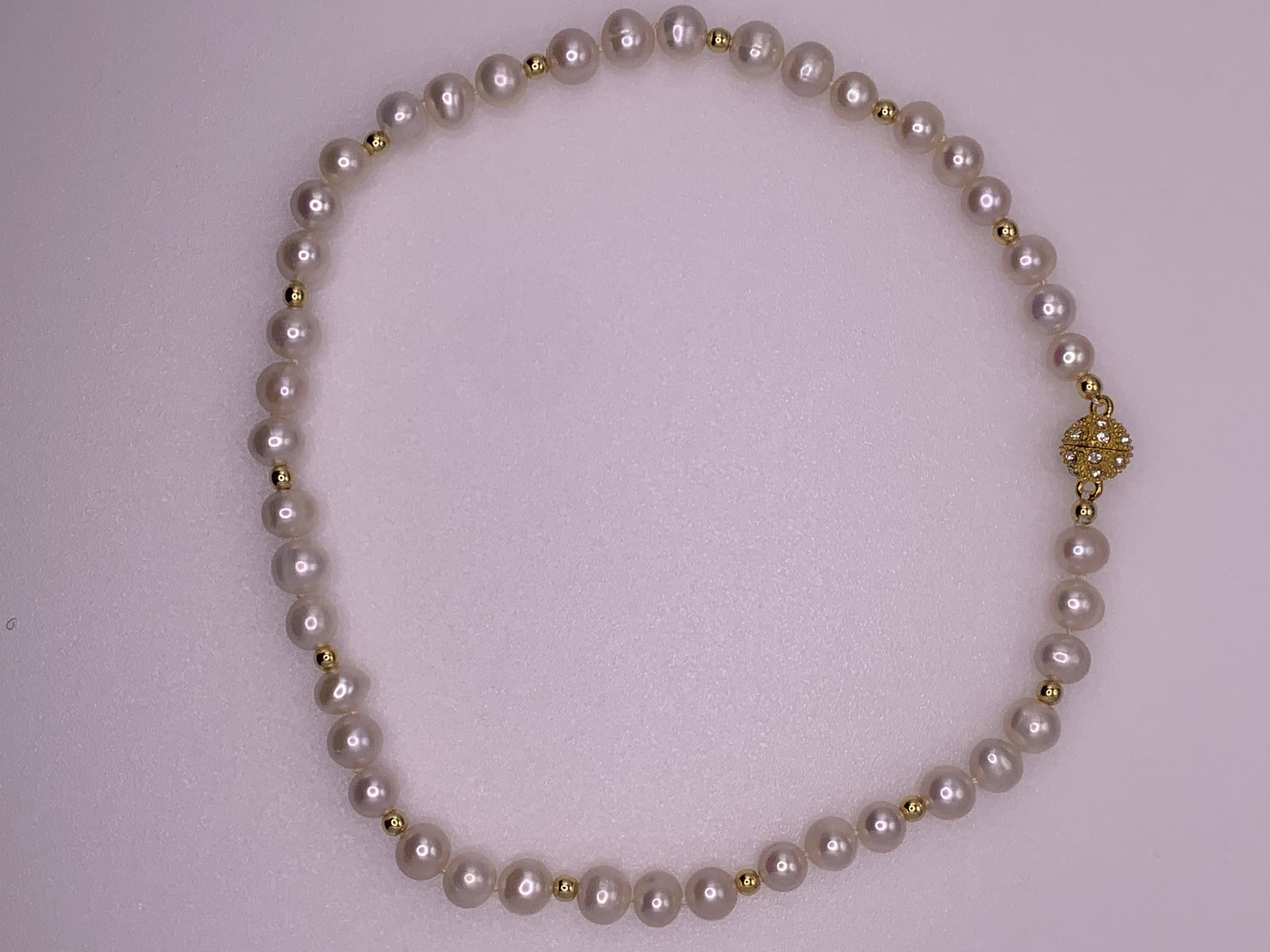 Gold and White Pearl Necklace
