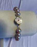 lavender freshwater pearl bracelet AAA grade pearls mother of pearl gold box clasp