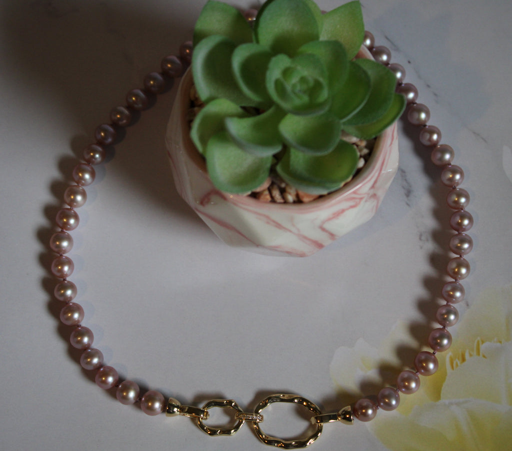lavender pearl necklace flower
