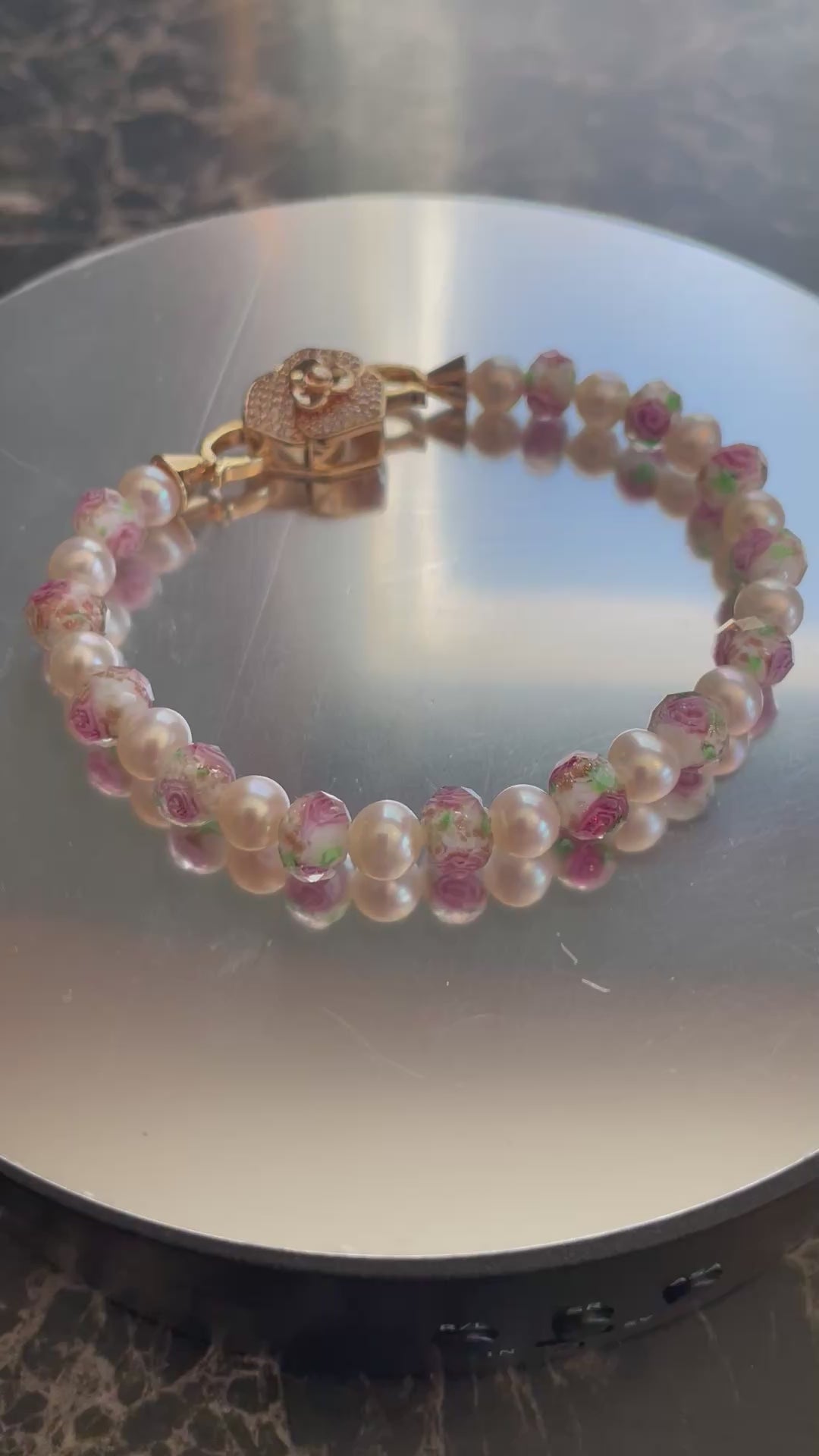 Delicate Rose Pearl Bracelet