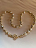 white keshi pearl necklace with mother of pearl gold clasp